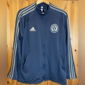 Adidas Philadelphia Union Anthem full-zip jacket Navy Gold 3 Stripes Mens Medium